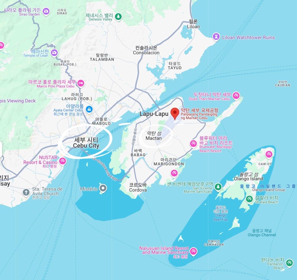 필리핀 세부 여행 지도 일정 투어 숙소